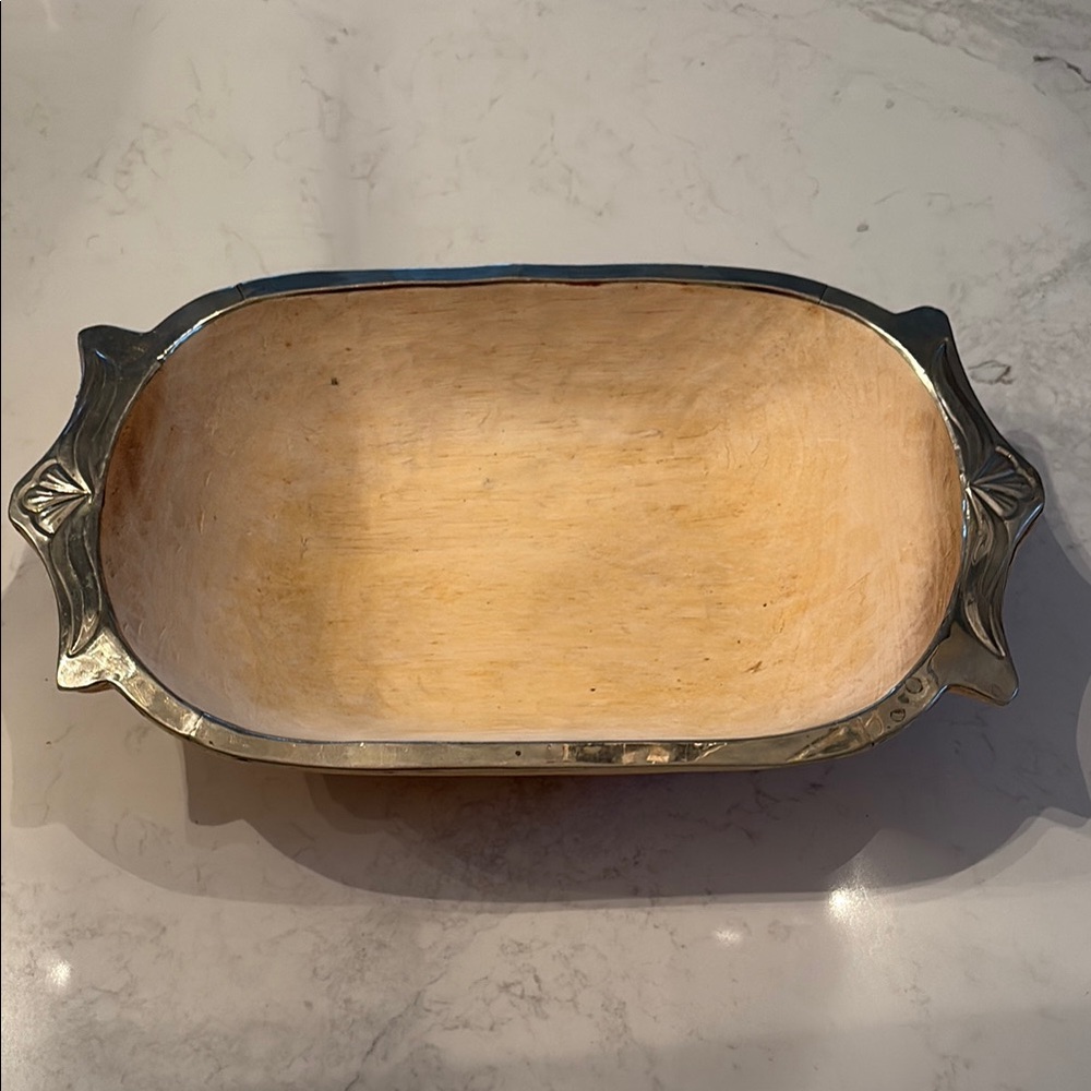 Silver tipped decorative dough bowl small
